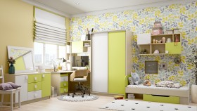 Детская комната Эппл (Зеленый/Белый/корпус Клен) в Балашихе - balashixa.katalogmebeli.com | фото