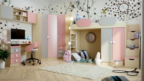 Детская комната Грэйси (Розовый/Серый/корпус Клен) в Балашихе - balashixa.katalogmebeli.com | фото