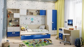 Детская комната Скай Люкс (Синий/Белый/корпус Клен) в Балашихе - balashixa.katalogmebeli.com | фото