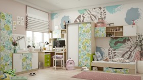 Детская комната Твит (Белый/Зеленый/корпус Клен) в Балашихе - balashixa.katalogmebeli.com | фото