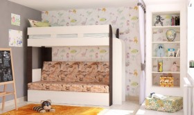 Кровать с диваном 75 Карамель Атлант (Венге Магия /Сосна Карелия/Савана) в Балашихе - balashixa.katalogmebeli.com | фото