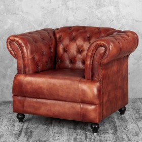 Кресло кожаное Лофт Честер-Нью (Коричневый) в Балашихе - balashixa.katalogmebeli.com | фото
