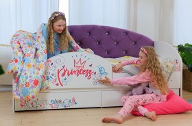 Кровать детская Эльза с бортиком Принцесса Белый/Фиолетовый в Балашихе - balashixa.katalogmebeli.com | фото