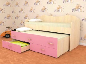 Кровать детская Нимфа двухместная 2.0 Дуб молочный/Розовый в Балашихе - balashixa.katalogmebeli.com | фото