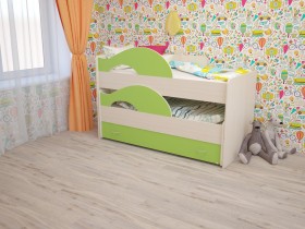 Кровать детская Радуга 1600 Млечный дуб/Салатовый в Балашихе - balashixa.katalogmebeli.com | фото
