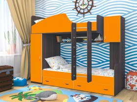 Кровать двухъярусная Юниор-2 Бодего/Оранжевый в Балашихе - balashixa.katalogmebeli.com | фото