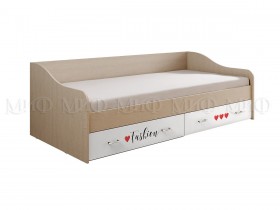 Кровать Girl Вега 0,9 м (Дуб беленый/Белый глянец/фотопечать) в Балашихе - balashixa.katalogmebeli.com | фото