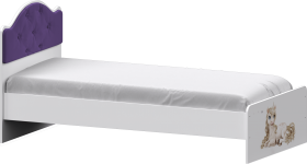 Кровать Каспер с мягкой спинкой и фотопечатью (800х2000)Белый/Фиолетовый в Балашихе - balashixa.katalogmebeli.com | фото