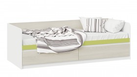 Кровать «Сканди» с 2 ящиками Дуб Гарден/Белый/Зеленый в Балашихе - balashixa.katalogmebeli.com | фото