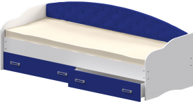 Кровать Софа-8 с мягкой спинкой (900х1900) Белый/Синий в Балашихе - balashixa.katalogmebeli.com | фото
