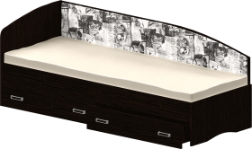 Кровать Софа-9 с мягкой спинкой с рисунком Милана (900х2000) Венге в Балашихе - balashixa.katalogmebeli.com | фото