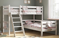 Кровать Соня вариант 8 угловая с наклонной лестницей Белый полупрозрачный в Балашихе - balashixa.katalogmebeli.com | фото