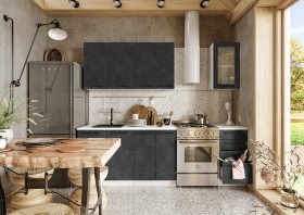 Кухонный гарнитур Нувель 1800мм белый/бетон черный в Балашихе - balashixa.katalogmebeli.com | фото