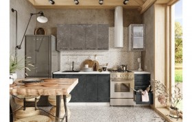 Кухонный гарнитур Нувель 1800мм белый/бетон коричневый/бетон черный в Балашихе - balashixa.katalogmebeli.com | фото