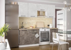 Кухонный гарнитур Нувель 2100мм белый/бетон коричневый в Балашихе - balashixa.katalogmebeli.com | фото