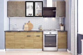 Кухонный гарнитур Стоун 2.0 (белый/камень темно-серый/акация светлая) в Балашихе - balashixa.katalogmebeli.com | фото