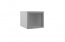 Квадро ГВПГС 500 шкаф верхний горизонтальный глубокий со стеклом высокий (Ваниль кожа/корпус Серый) в Балашихе - balashixa.katalogmebeli.com | фото