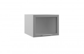 Квадро ГВПГС 600 шкаф верхний горизонтальный глубокий со стеклом высокий (Ваниль кожа/корпус Серый) в Балашихе - balashixa.katalogmebeli.com | фото