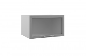 Квадро ГВПГС 800 шкаф верхний горизонтальный глубокий со стеклом высокий (Железо/корпус Серый) в Балашихе - balashixa.katalogmebeli.com | фото
