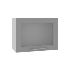 Квадро ВПГС 600 шкаф верхний горизонтальный со стеклом высокий (Ваниль кожа/корпус Серый) в Балашихе - balashixa.katalogmebeli.com | фото