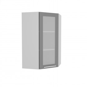 Квадро ВПУС 550 шкаф верхний угловой со стеклом высокий (Железо/корпус Серый) в Балашихе - balashixa.katalogmebeli.com | фото