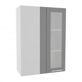 Квадро ВПУС 650 шкаф верхний угловой со стеклом высокий (Железо/корпус Серый) в Балашихе - balashixa.katalogmebeli.com | фото