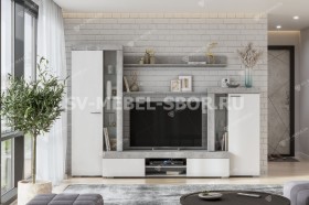 Мебель для гостиной МГС 5 Цемент светлый / Белый в Балашихе - balashixa.katalogmebeli.com | фото 1
