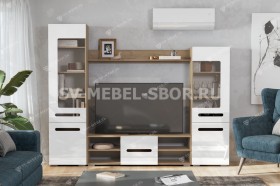 Мебель для гостиной МГС 6 (Исполнение 1/Дуб золотой/Белый глянец) в Балашихе - balashixa.katalogmebeli.com | фото