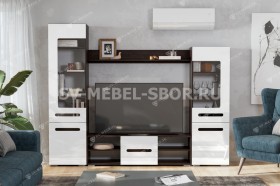 Мебель для гостиной МГС 6 (Исполнение 1/Венге/Белый глянец) в Балашихе - balashixa.katalogmebeli.com | фото