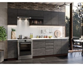 Модульная кухня Бруклин 2,8 м (Бетон черный/Венге) в Балашихе - balashixa.katalogmebeli.com | фото