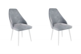 Набор стульев Милан 2 шт (серый велюр/белый) в Балашихе - balashixa.katalogmebeli.com | фото