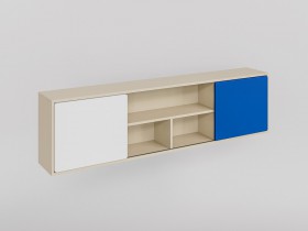 Полка между шкафами 1660 Скай (Синий/Белый/корпус Клен) в Балашихе - balashixa.katalogmebeli.com | фото