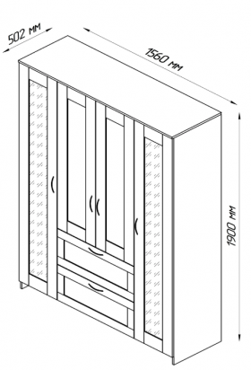 Шкаф четырехдверный Сириус с 2 зеркалами и 2 ящиками белый в Балашихе - balashixa.katalogmebeli.com | фото 2