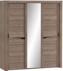 Шкаф трехдверный Соренто с раздвижными дверями Дуб стирлинг/Кофе структурный матовый в Балашихе - balashixa.katalogmebeli.com | фото