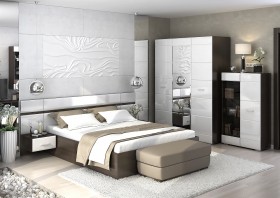 Спальня Вегас (Венге/Белый глянец) в Балашихе - balashixa.katalogmebeli.com | фото
