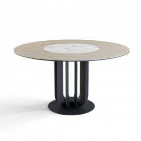 Стол круглый Rotor (160), шпон + керамика светлая в Балашихе - balashixa.katalogmebeli.com | фото